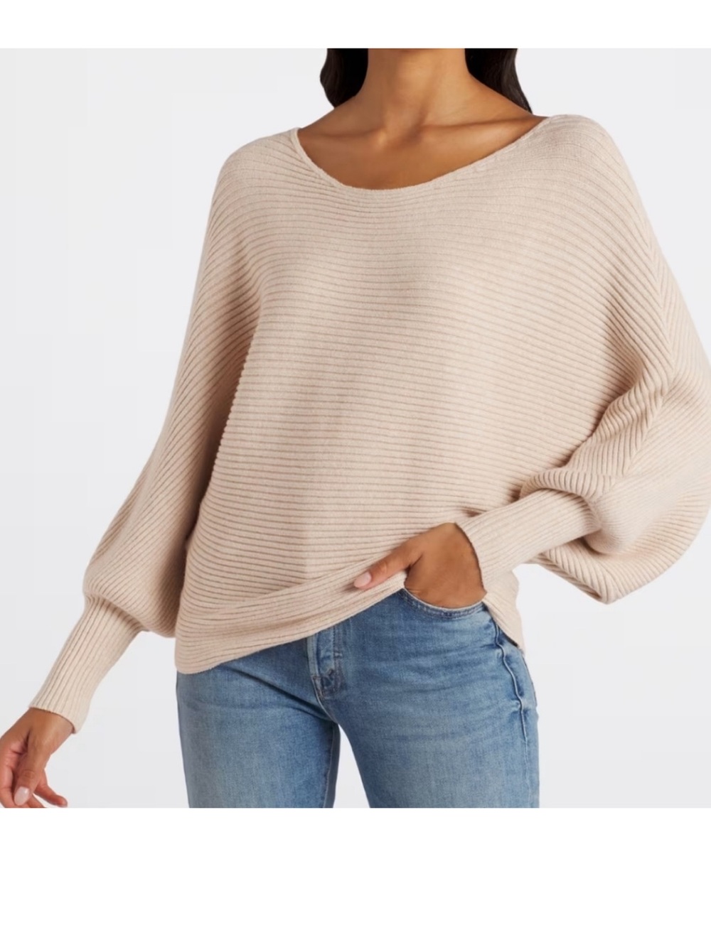Pinque NWT S (M good) cream ribbed cozy soft dolman sleeve EFFIE SWEATER